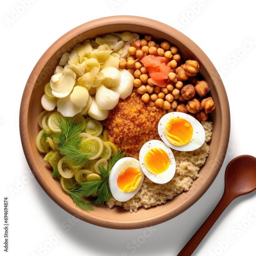 Vegetarian Bowl w Quinoa Cheakpea and Boiled Eggs