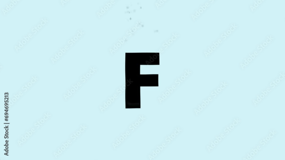 Letter F Dropped into Water. Letter F Falling into Water Letter F Dropped into Water. Letter F Falling into Water