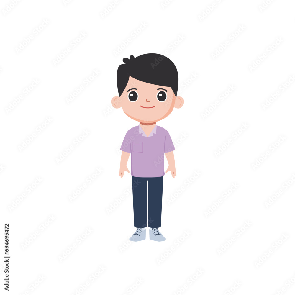 cute little vector child pose in cute clothes children