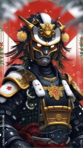 Japanese samurai Christmas theme