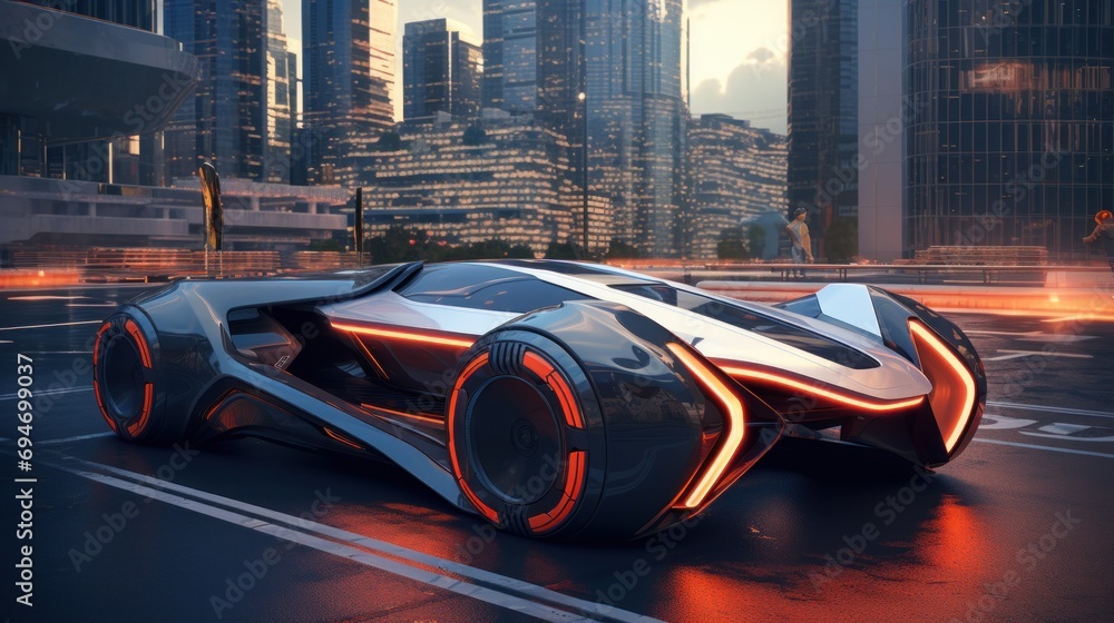 Super car with future cyberpunk technology AI generated image