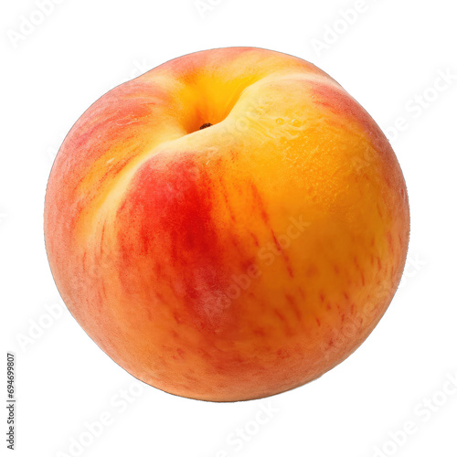 Whole Peach With Fuzz - Juicy and Summery. Isolated on a Transparent Background. Cutout PNG.