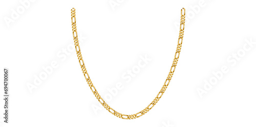 Drawing Style Of Gold Chain Isolated On White Background, Gold Jewelry Vector Illustration.