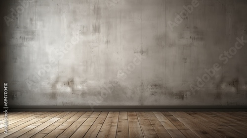 Wide Concrete Texture Background Wall with Floor Panorama for Composing photo