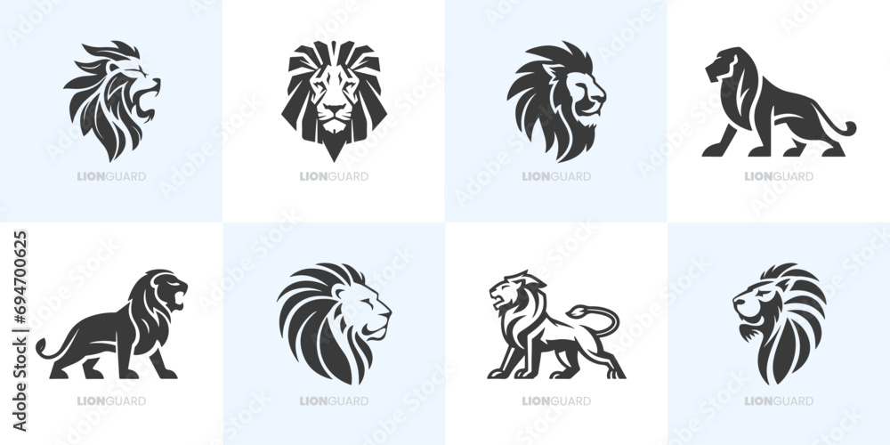 Moderne monochrome Löwen-Logos | Vektor Grafik Bündel für Unternehmen Moderne monochrome Löwen-Logos | Vektor Grafik Bündel für Unternehmen