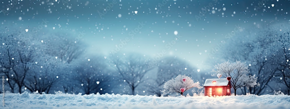 a tiny house is covered by snow, Christmas wallpaper a tiny house is covered by snow, Christmas wallpaper