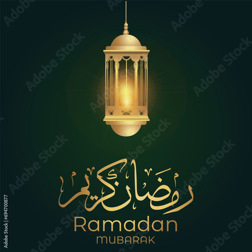 Ramadan Eid Mubarak background greeting card with candles and moon decoration