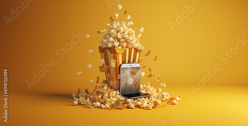 a popcorn coming out from box