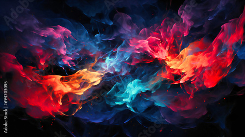 Passion and Serenity Dance in an Abstract Fusion of Vivid Hues and Fluid Motion