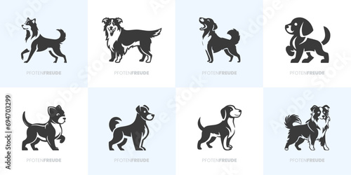 Stilisierte monochrome moderne Hunde-Firmenlogos | Vektor Grafik Bündel