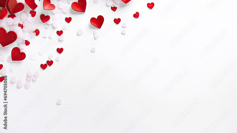 Empty valentine's day greeting card with copyspace on white background - obrazy, fototapety, plakaty 