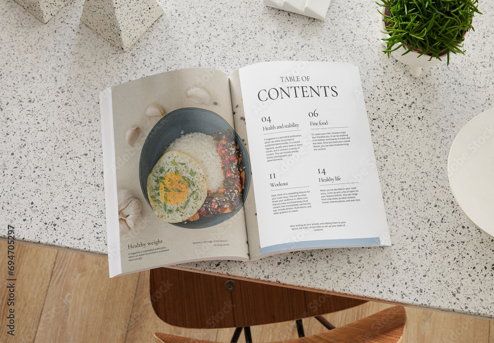 Mockup of customizable A4 magazine showing open pages Stock Template ...