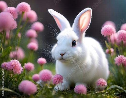 white rabbit with flowers