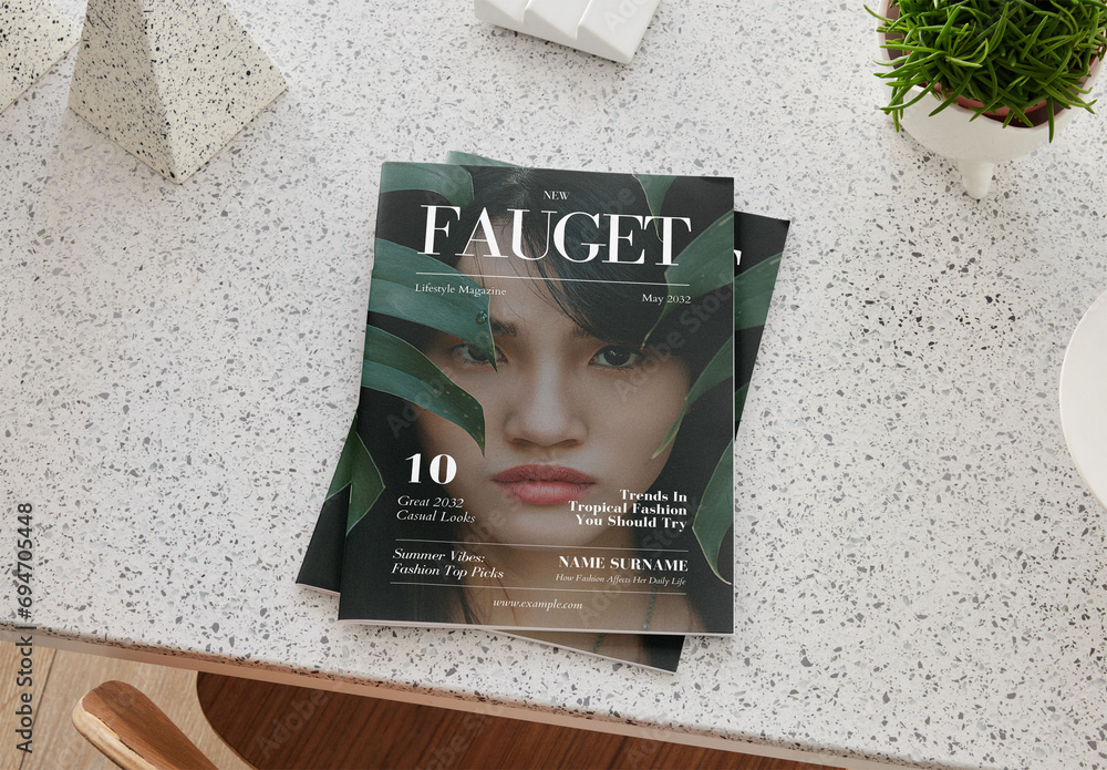 Mockup of customized A4 saddlestitch magazine cover Stock Template ...