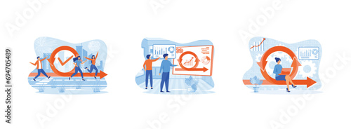 Agile development process. Scrum task board. Agile approach. Agile development set flat vector modern illustration 