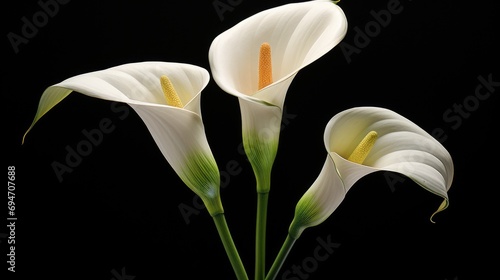 Realistic lily isolated on black background ai generated