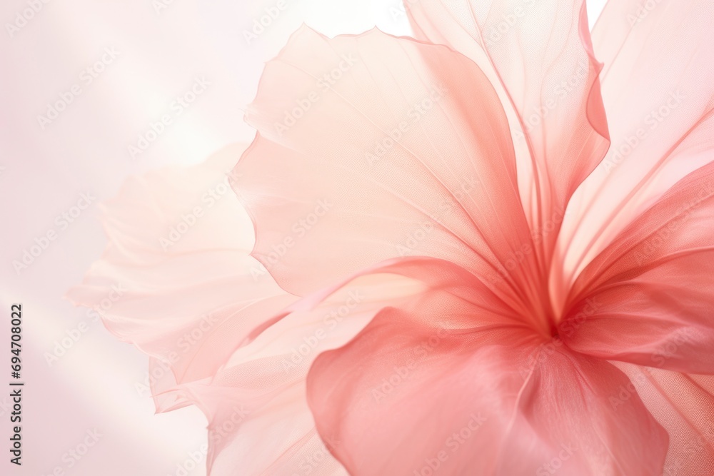 Close Up transparent pink petal flower, minimalist design