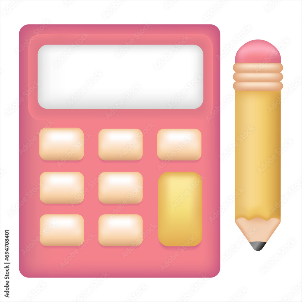 calculator and pencil. School element vector calculator and pencil. School element vector
