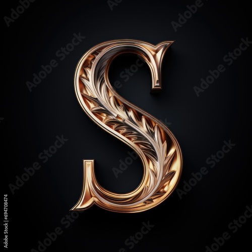 Metallic s letter pattern ornaments 3d like ai generated photo