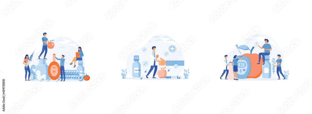 Diabetes poster with characters, Flat tiny high sugar level in blood persons concept, Diabetic Blood Glucose Level Test at Digital Glucometer. Diabetes Level set flat vector modern illustration Diabetes poster with characters, Flat tiny high sugar level in blood persons concept, Diabetic Blood Glucose Level Test at Digital Glucometer. Diabetes Level set flat vector modern illustration