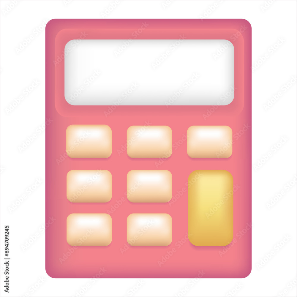 Calculator in Isolated Background Vector Illustration. 3d minimal calculator vector render concept of financial management