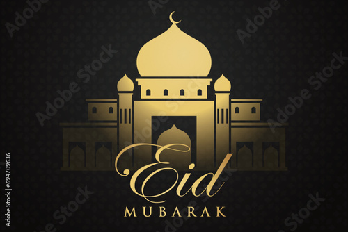 Ramadan Eid Mubarak background greeting card with candles and moon decoration