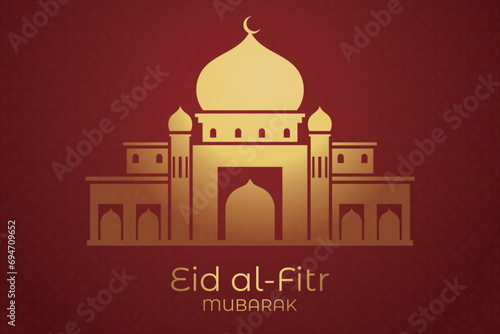 Ramadan Eid Mubarak background greeting card with candles and moon decoration