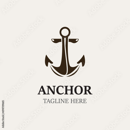 Anchor logo vector illustration vintage aquatic or nautical Marine sign