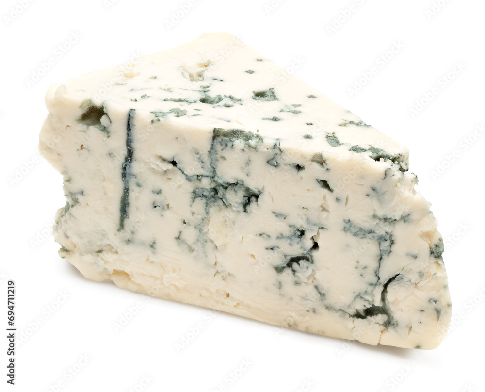 cut of blue cheese isolated on white background. macro. clipping path
