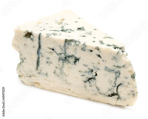 cut of blue cheese isolated on white background. macro. clipping path