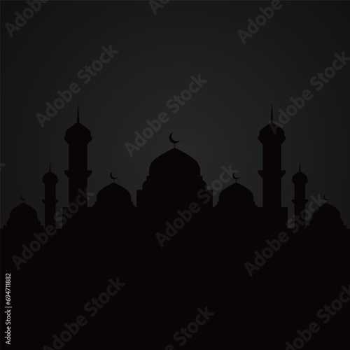 Ramadan Eid Mubarak background greeting card with candles and moon decoration