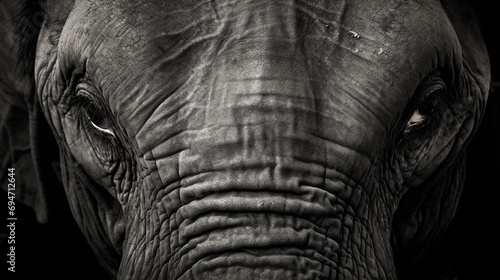 Gentle Giants: Close-Up Portrait of Elephant Eyes Captured in Striking Black and White