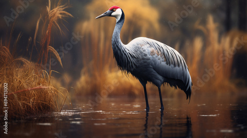 Avian Elegance  Common Crane  Grus grus  in a Majestic Pose