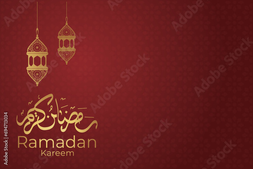 Ramadan Eid Mubarak background greeting card with candles and moon decoration