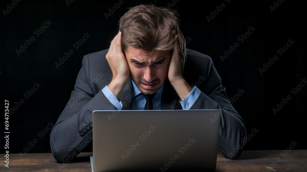 Stressed young businessman facing deadline pressure at work Stressed young businessman facing deadline pressure at work
