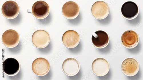  cups of different coffee,Set with different coffee drinks photo