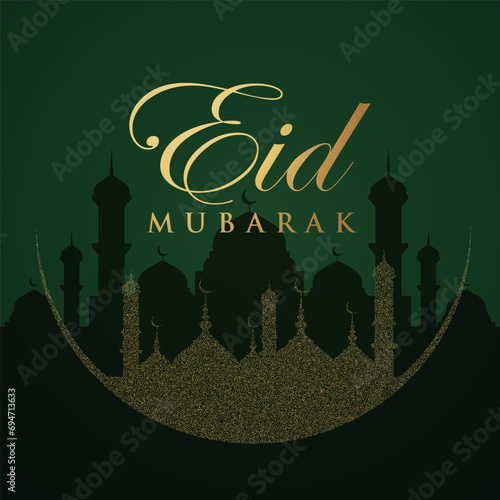 Ramadan Eid Mubarak background greeting card with candles and moon decoration