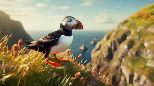 Atlantic puffin , also known as the common puffin, is a species of seabird. generative ai