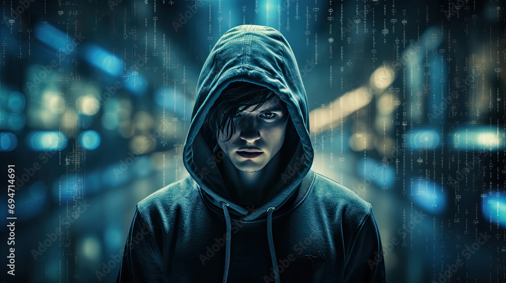 Hacker in dark background Hacker in dark background