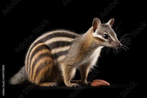 A Numbat, also known as the banded anteater, on a black background © Venka