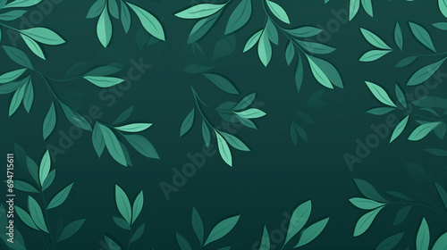 Natural Elegance: Flat Design Green Pattern with Leaves and Ample Room for Text