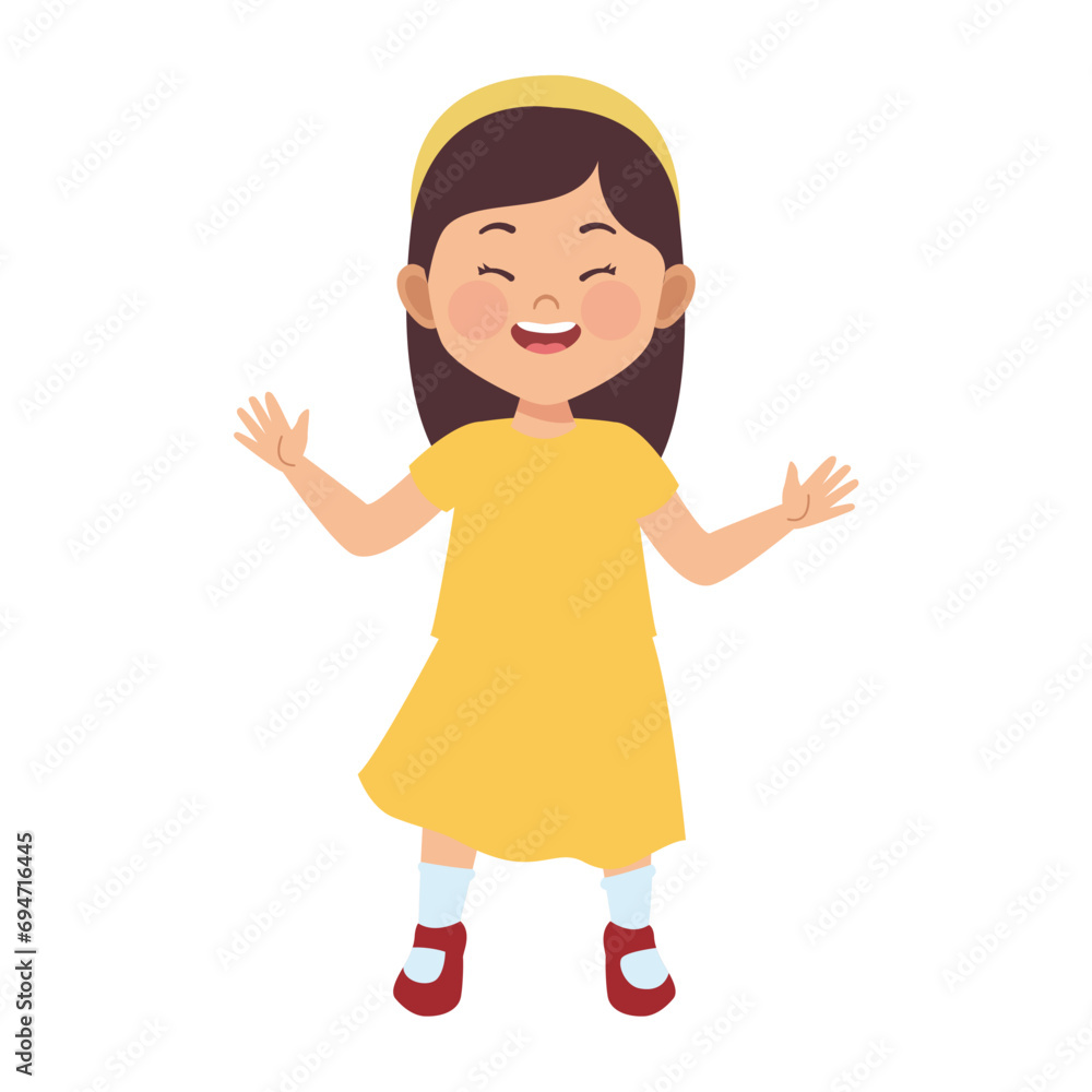 set of child poses in yellow clothes color set of child poses in yellow clothes color