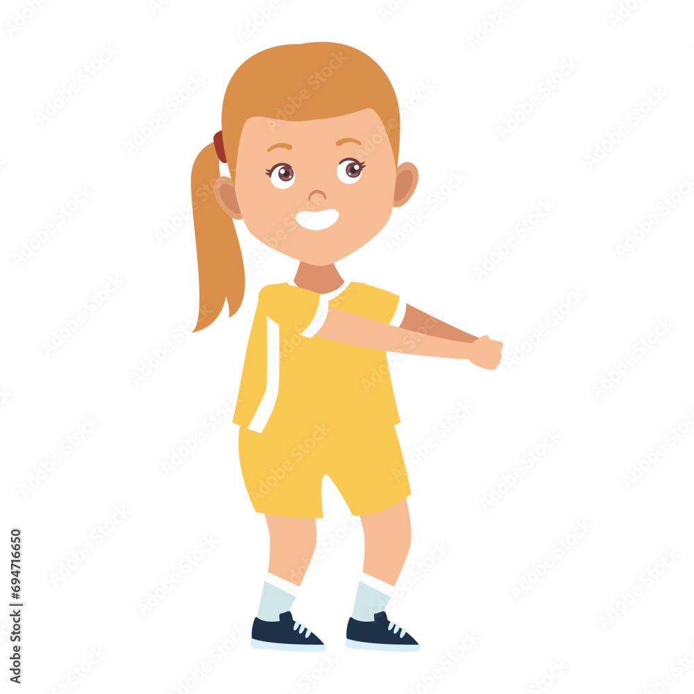 set of child poses in yellow clothes color set of child poses in yellow clothes color