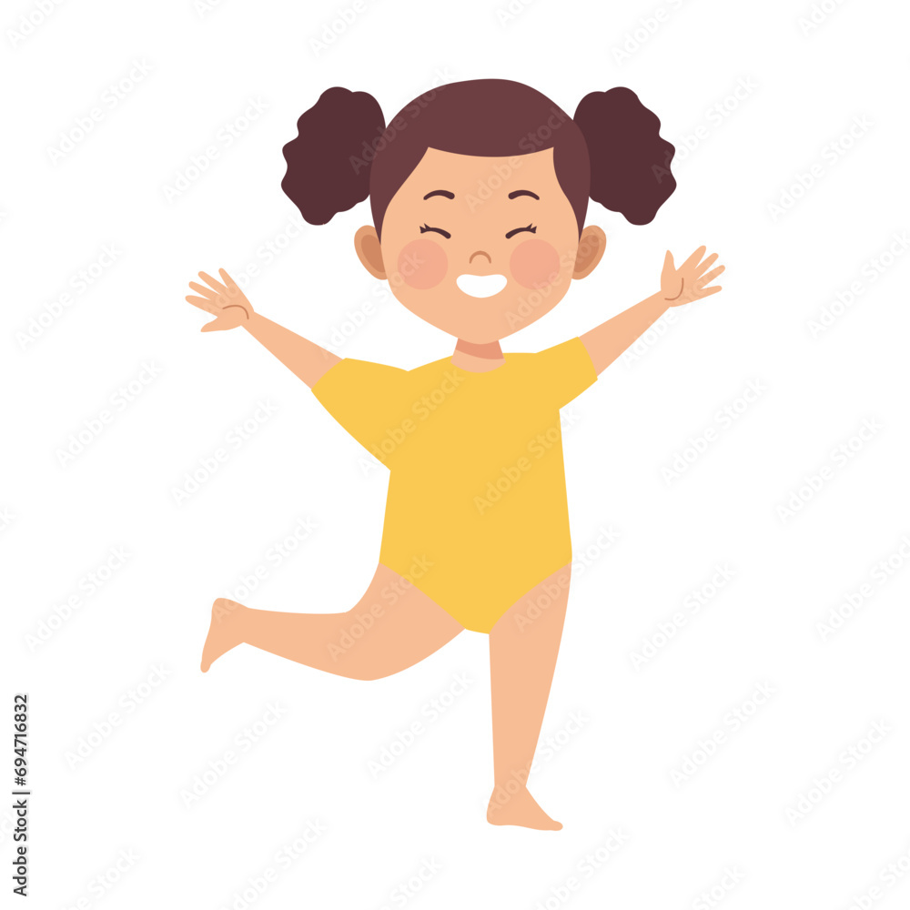 set of child poses in yellow clothes color set of child poses in yellow clothes color