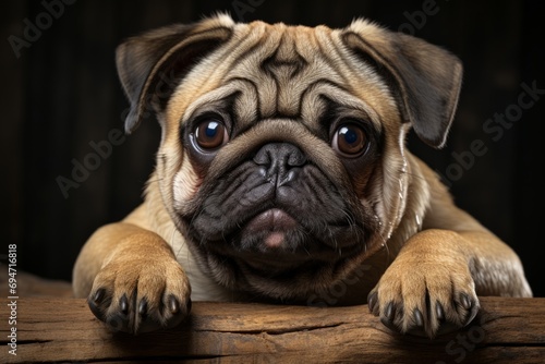 Adorable Pug with wrinkled skin, Generative AI © Shooting Star Std