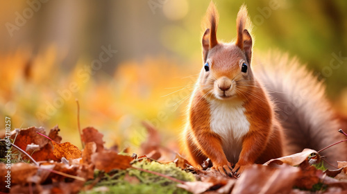 Close-Up Whiskers: Intimate Portrait of a Red Squirrel (Sciurus vulgaris)
