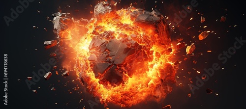 fireball rock explosion, blast, burn, smoke 10