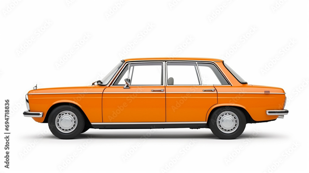 A passenger car presented in isolation against a white background, accompanied by a clipping path.