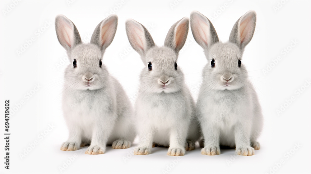 Obraz premium white rabbit on white background HD 8K wallpaper Stock Photographic Image 