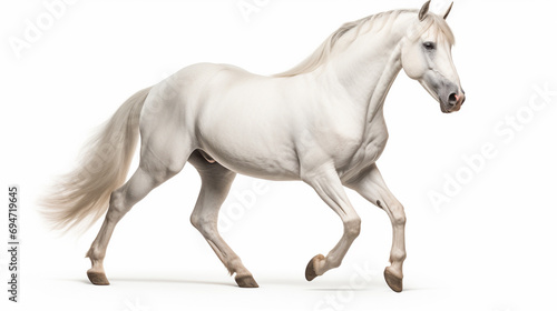 A white Arabian horse, separated against a white backdrop using a clipping path. Entire depth of field captured for the image. ©  creativeusman